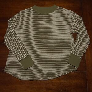 Madewell Olive and White Striped Top